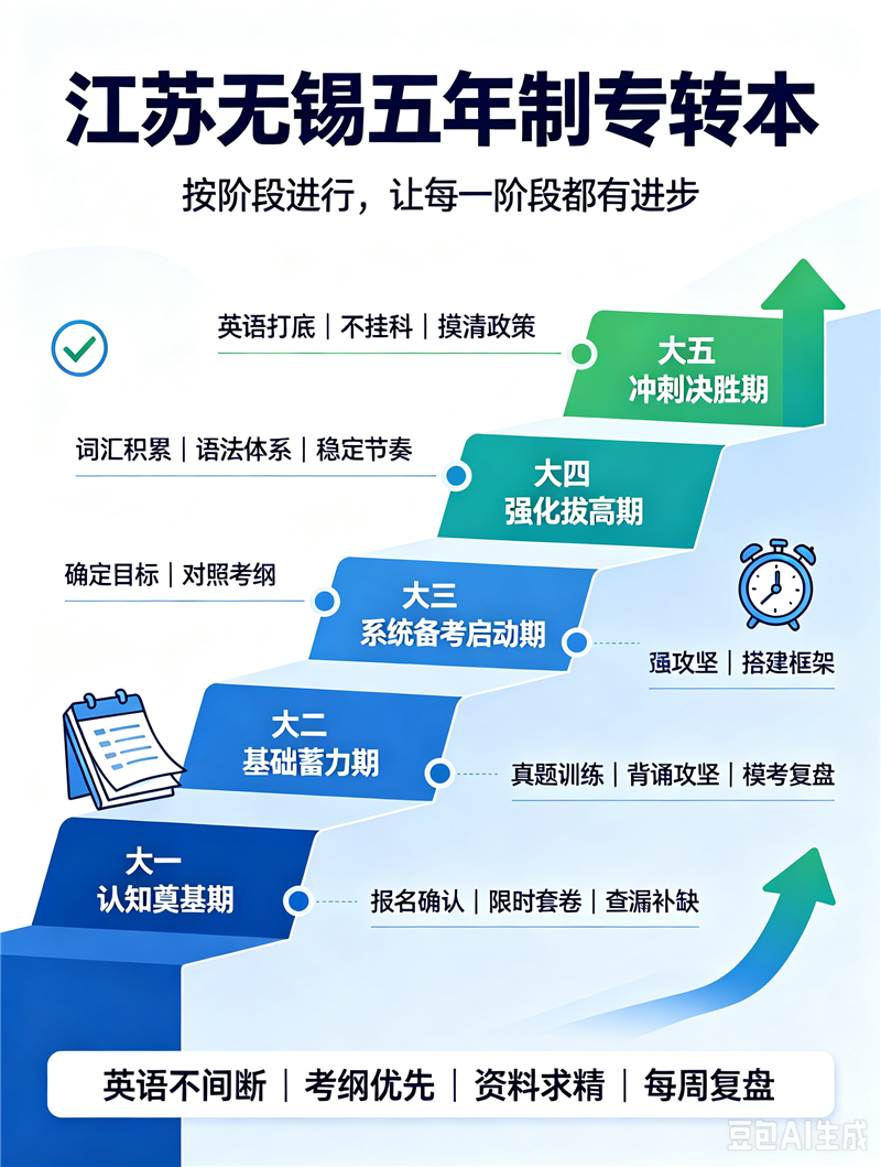江苏无锡五年制专转本备考按阶段进行，让每一阶段都有进步